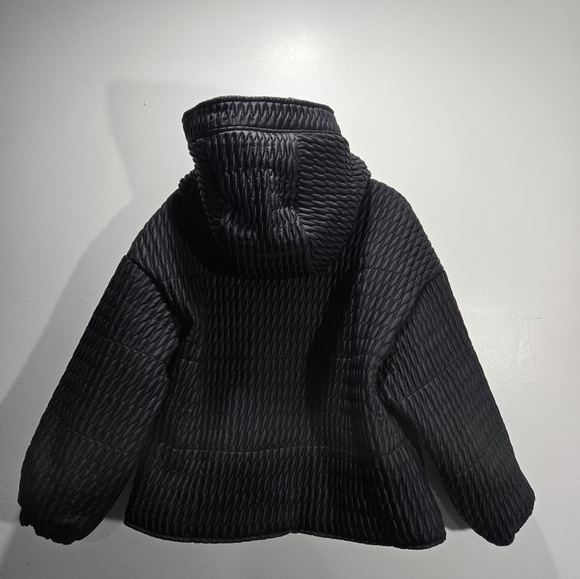 NEW Sixth June Paris Textured Puffer Jacket Hoodie in black Medium - Picture 3 of 15
